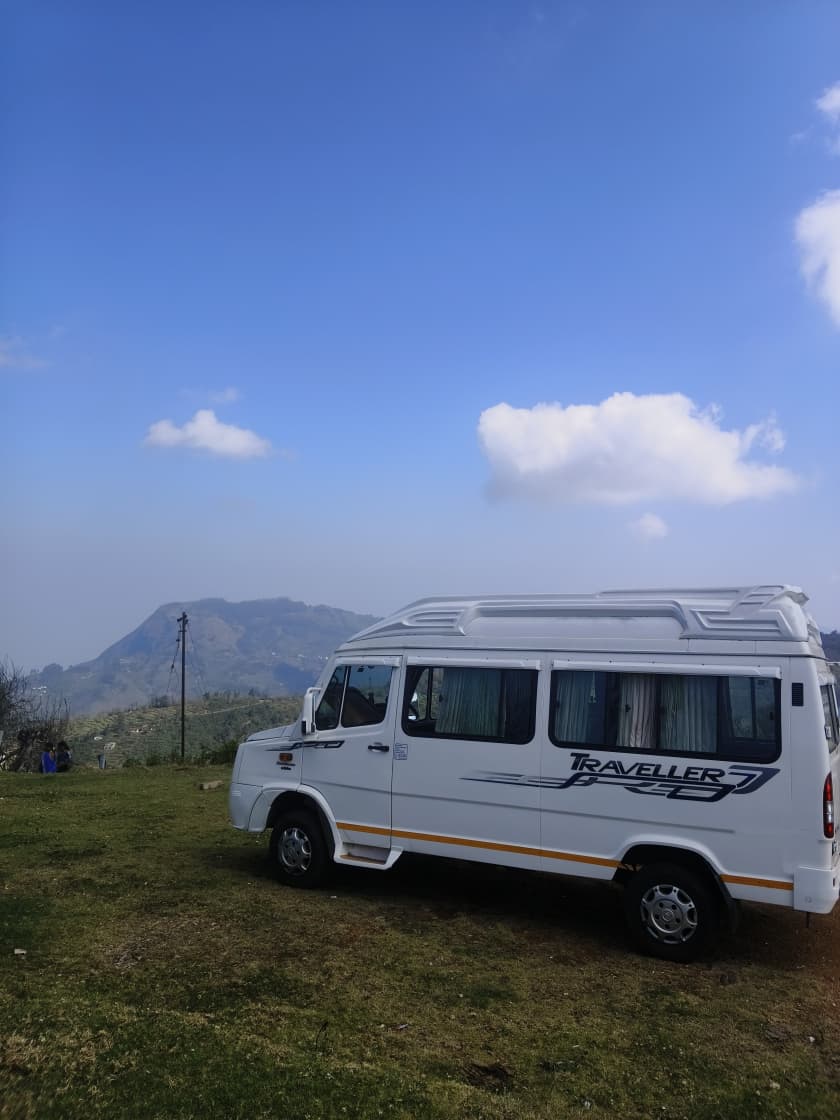 Traveller van at hill top